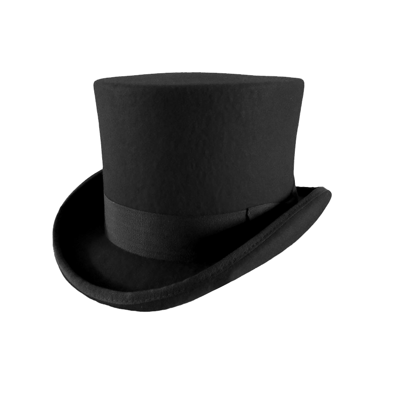 100% Wolle Filz Zylinder für Männer Frauen Zylinder High Hat Topper Dress Up Party Kostüm Fedora Magier Theater Hut: L / Black