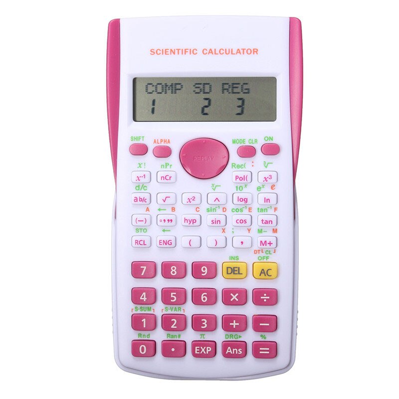 Calculadora científica electrónica portátil, Cientifica 12 Digital, suministros de función para estudiantes y oficina: Rojo