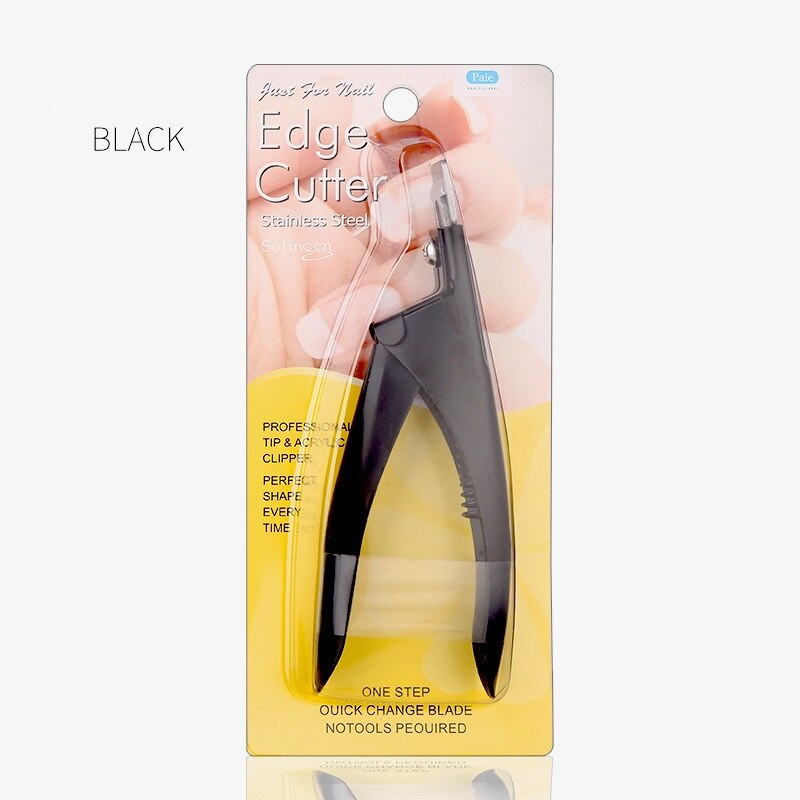 Edge Nail Tip Cutter Stainless Steel Artificial Nail Trimmer French Basic Trimming Knife: black