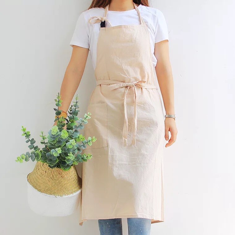 Blume Einkaufen Gartenarbeit Schürze Baumwolle Leinen Küche Schürzen Kaffee Einkaufen Kittel Küche Schürze Frauen Backen Overall Temperament Schürze: Gelb