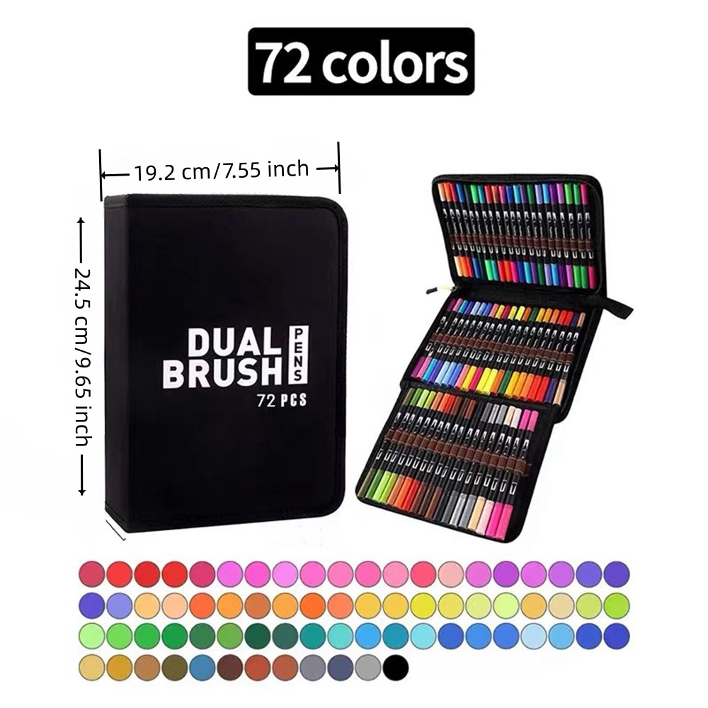 Dual Tip Marker Set: Fineliner & Brush Tips, Felt Pens – Art Markers for Watercolour, Calligraphy & Drawing: Red