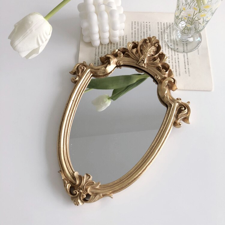 Fransk luksus vægindretning spejl badeværelse stue hængende spejle makeup spejl: Default Title