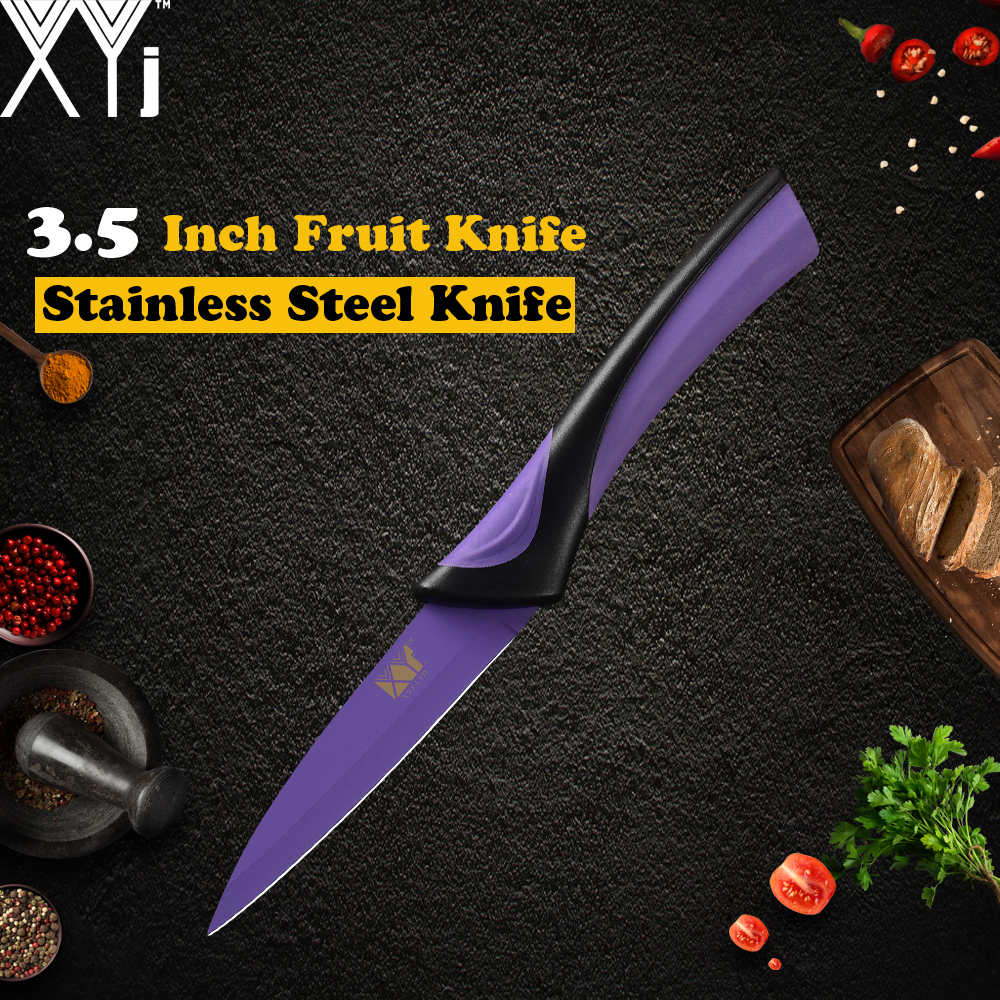 Xyj 6 stk rustfritt stål knivsett 8 '' 7 '' 5 '' 3.5 '' fargerikt skarpt tynt blad komfortabelt håndtak kniver matlaging kjøkken dingser: G .3.5 avskåret kniv
