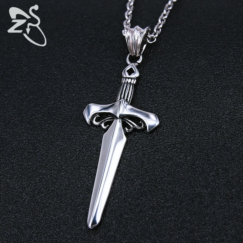 ZS – collier avec pendentif croix Punk pour hommes, en acier inoxydable, bijoux gothiques, Rock Roll, 316L