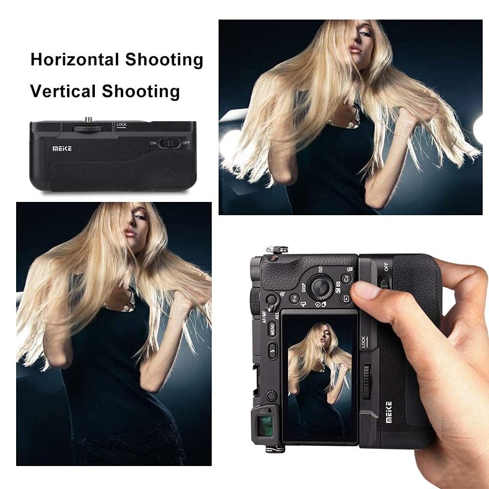 Meike MK-A6300 Vertical Battery Grip for Sony A6100 A6400 A6300 A6000 Mirrorless Camera work with NP-FW50 Lithium battery
