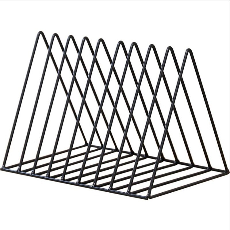 Triangular Iron Art Magzaine Books Home Storage Shelf Geometric Shapes Home Office Desktop Storage Rack Shelf Display Oragnizer: Black