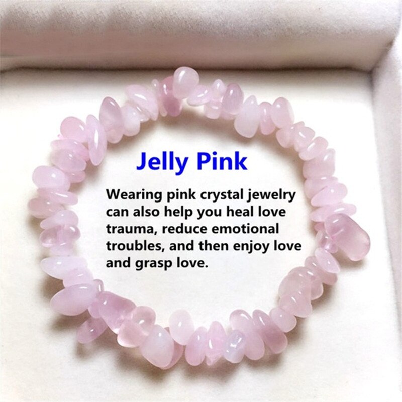 Pulseras de piedra Natural hechas a mano para mujer y niña, joyería de , abalorio de piedra lunar de ojo de Tigre,: 7 Jelly Pink