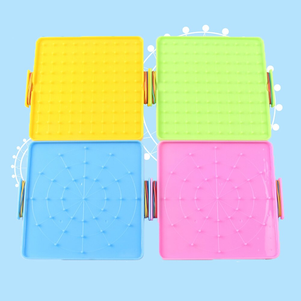 4 Stuks 16X16Cm Dubbelzijdig Array Nail Geoboards Kinderen Educatief Speelgoed Cadeau Voor Kinderen Primaire Wiskunde onderwijs Met Elastiekjes