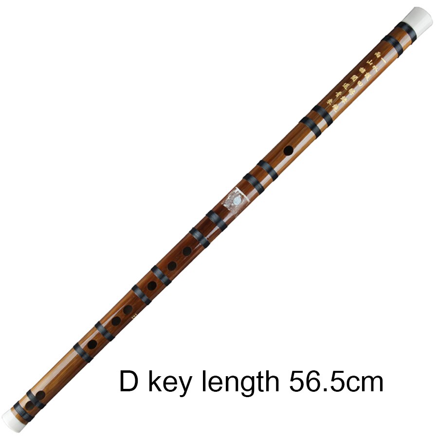 Bambusfløjte med sort linje traditionel kinesisk håndlavet træblæsermusikinstrument forsyning fingersætning diagram: D nøgle