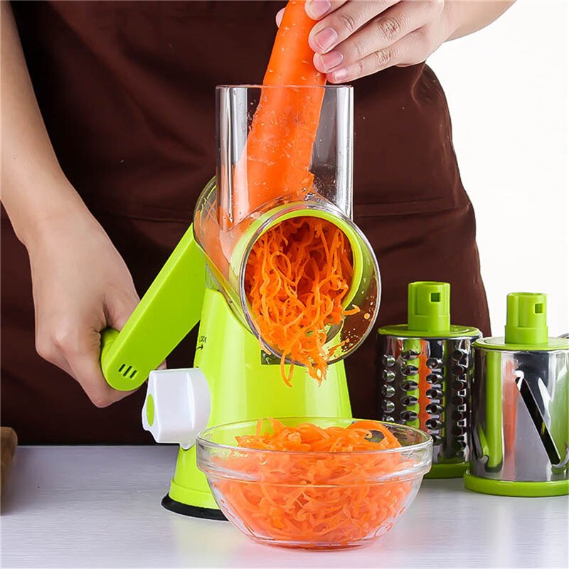 Multifuncional cocina manual zanahoria rallador de vegetales rebanadora mano manual tambor espiral pelador rallador picador