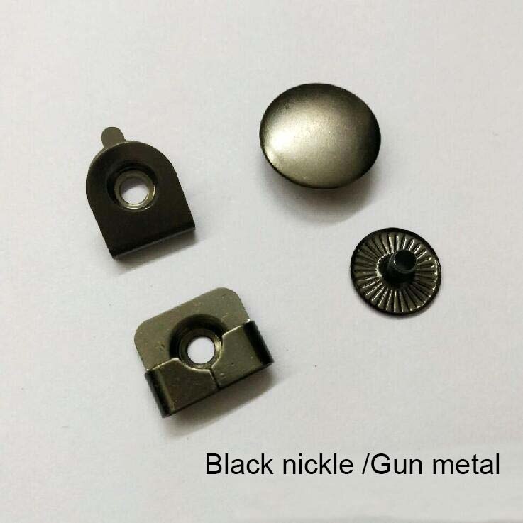 100 sets/partij 15mm 4-deel metalen messing broek broek rokken haken voor lady/vrouwen zilver nikkel, zwart, brons