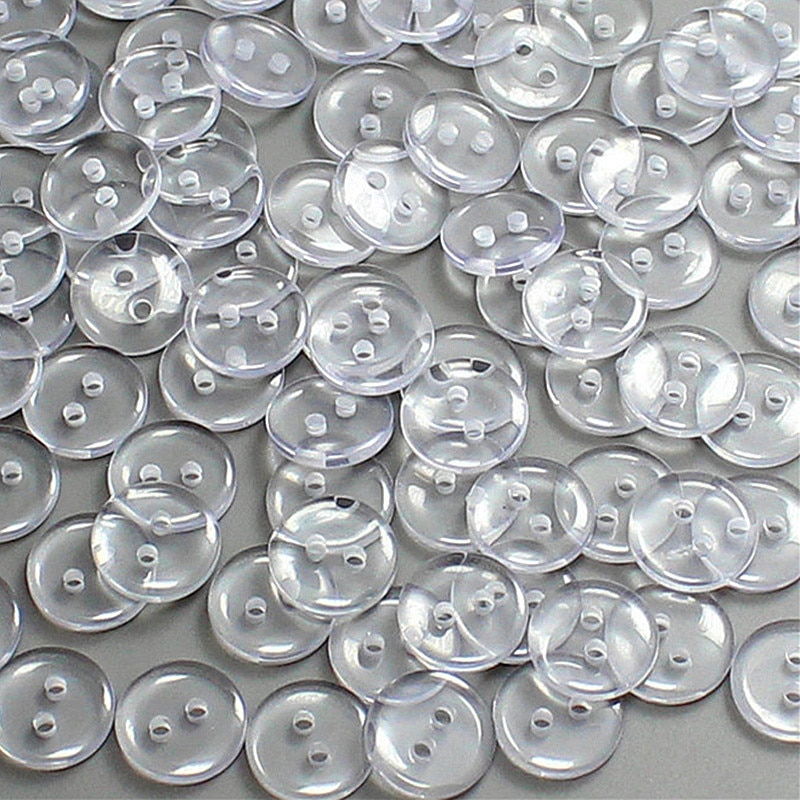 100Pcs 12-20L 2 Gaten Transparante Knoppen Clear Naaien Polyester Hars Overhemd Knop Voor Kleding Diy Bottones Apparrel Accessoires