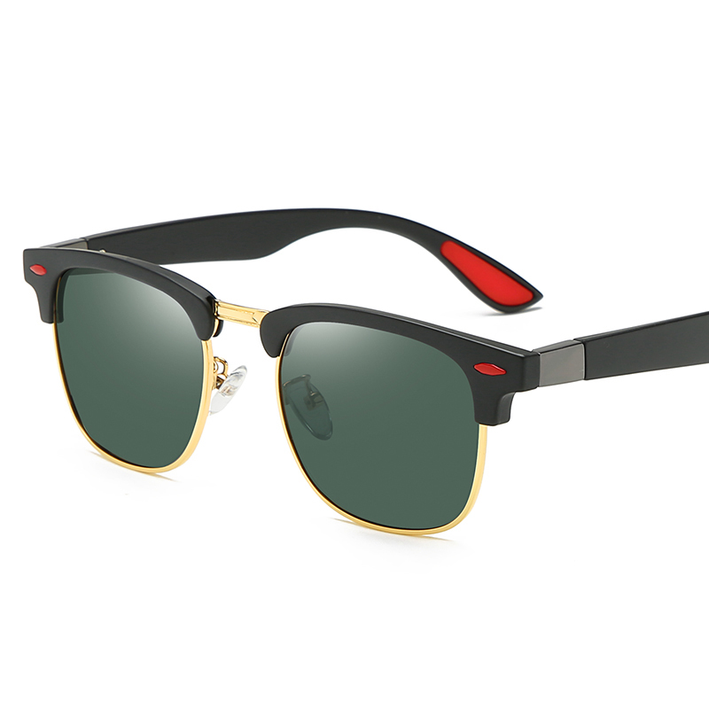 Gafas de sol polarizadas Semi-montura para mujer gafas de sol UV400 de de de lujo para hombre y mujer: black gold greeen / Package B