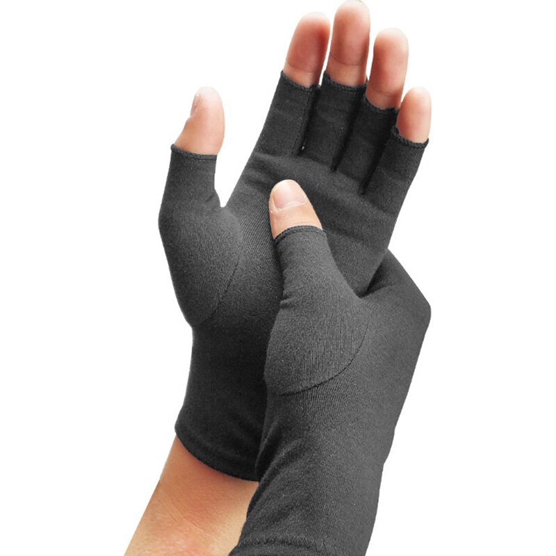 Kompression Handschuhe Halb Finger Leichte Atmungsaktive Thermische (Arthritis) Erholung Winter Handwear: schwarz / L