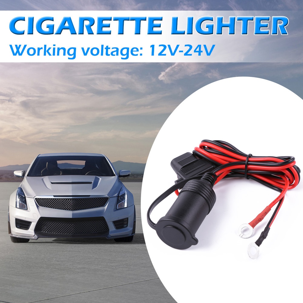 Cigarette Lighter Socket Solid Universal 12-24V Car Motorcycle Truck Cigarette Lighter Socket with Fuse+Cable
