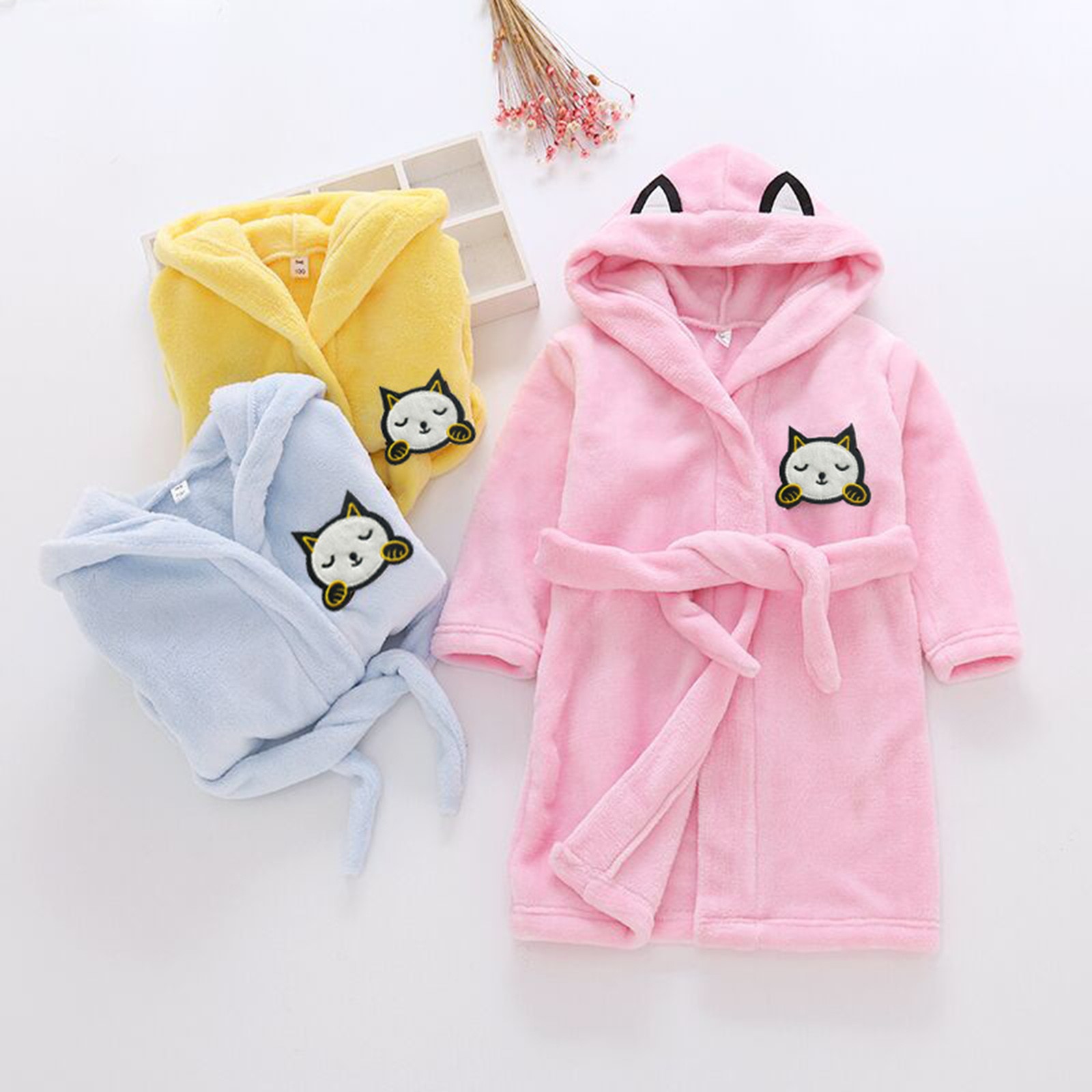 Cartoon Children's Boys Bathrobe Long Sleeve Hooded Kids Robe Lovely Baby Girl Clothes Spring Autumn Children Clothing#G30