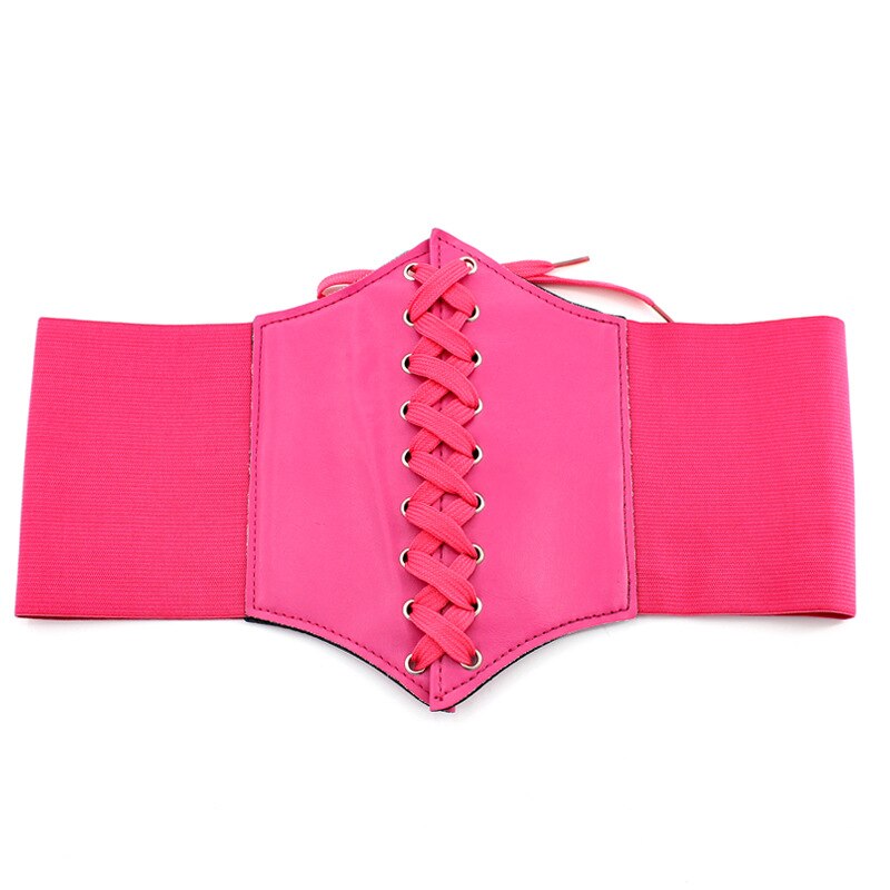 Corset cuero Pu ancho para adelgazamiento de cuerpo cinturones para mujer elástico cinturón a la cintura alto Cinto Sobretudo femenino Ceinture Femme Fajas: Pink