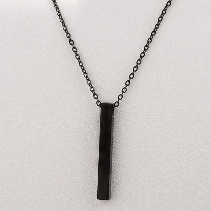 Einfache Neue Lange Rechteck Männer Anhänger Halskette Rostfreier Stahl Kette Halskette Für Männer Frauen Schmuck: black / 20inch (50cm)