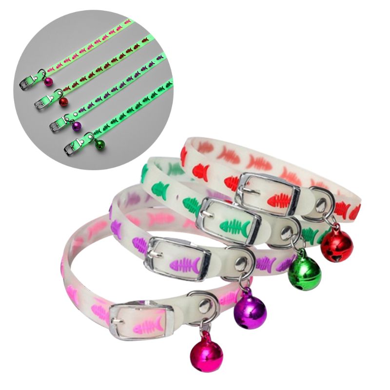 Huisdier Gloeiende Halsbanden Met Bells Glow Nachts Honden Katten Ketting Licht Lichtgevende Hals Ring Accessoires: A