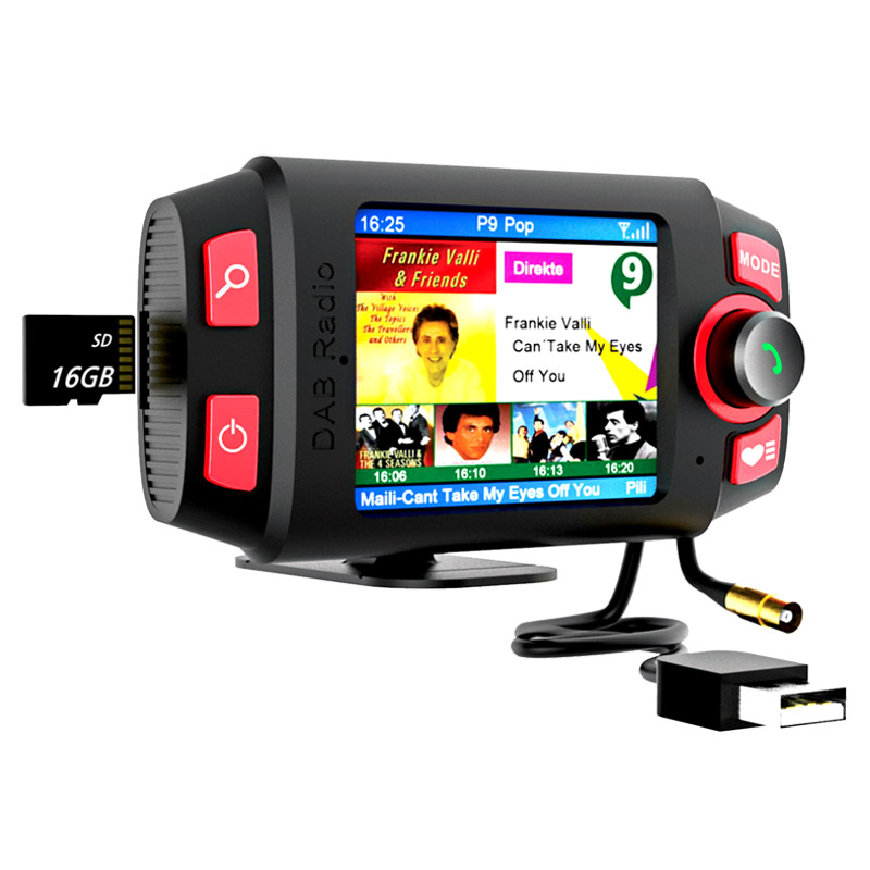 JaJaBor-receptor de Radio DAB para coche, Adaptador de Audio, transmisor FM, Bluetooth, manos libres, soporte de reproducción de tarjeta TF, reproductor MP3 estéreo AUX