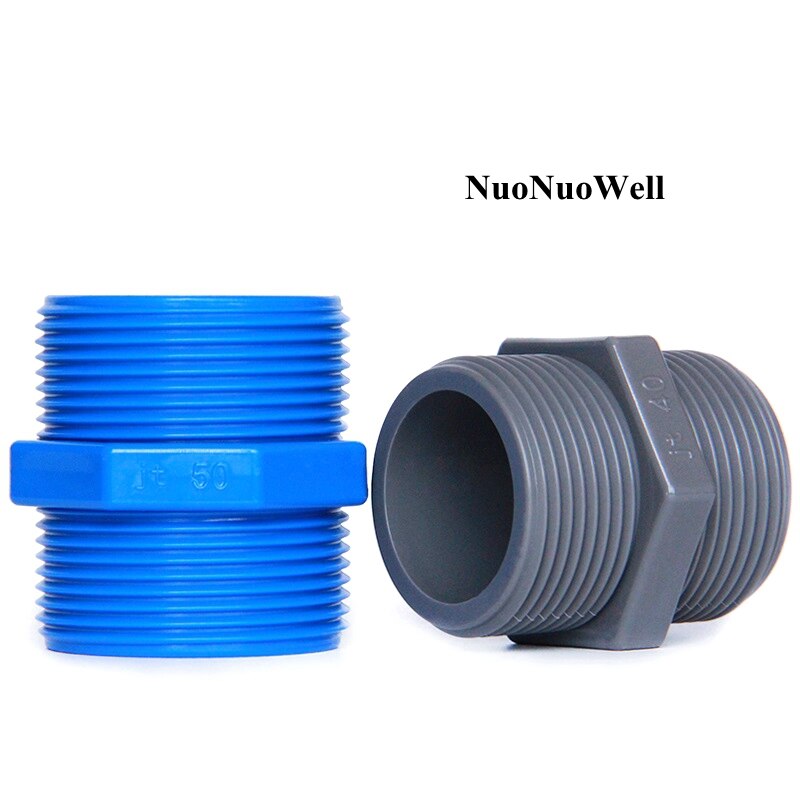 2pcs/lot 1/2"~2" Male Thread PVC Joints Garden Irrigation Water Pipe Connectors Equal Dia 20~63mm Aquarium Tank Tube Fittings