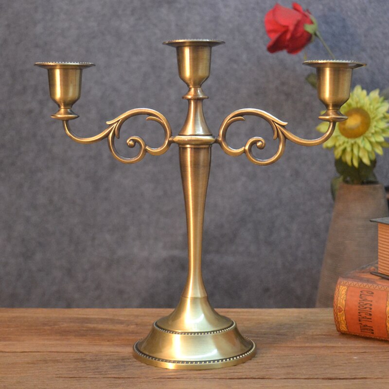 Portavelas nórdico de cobre dorado, moderno, para comedor de noche, mesa de mesa, boda, tres cabezas, Porta Velas, decoración del hogar, BE50CD