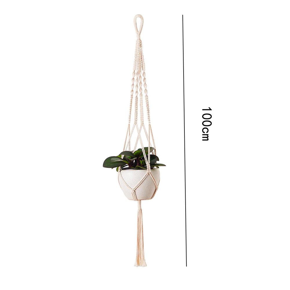 Macrame planteophæng kurve urtepotteholder balkon vægophæng plantekasse indretning knyttet løftereb hjem havetilbehør: B