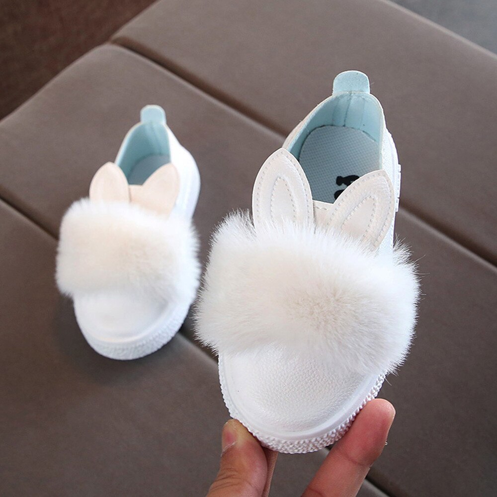 Toddler Children Kids Baby girls boots Rabbit ears Fur Sneaker Girls Cute Bunny Soft Anti-slip Shoes bottes enfant fille