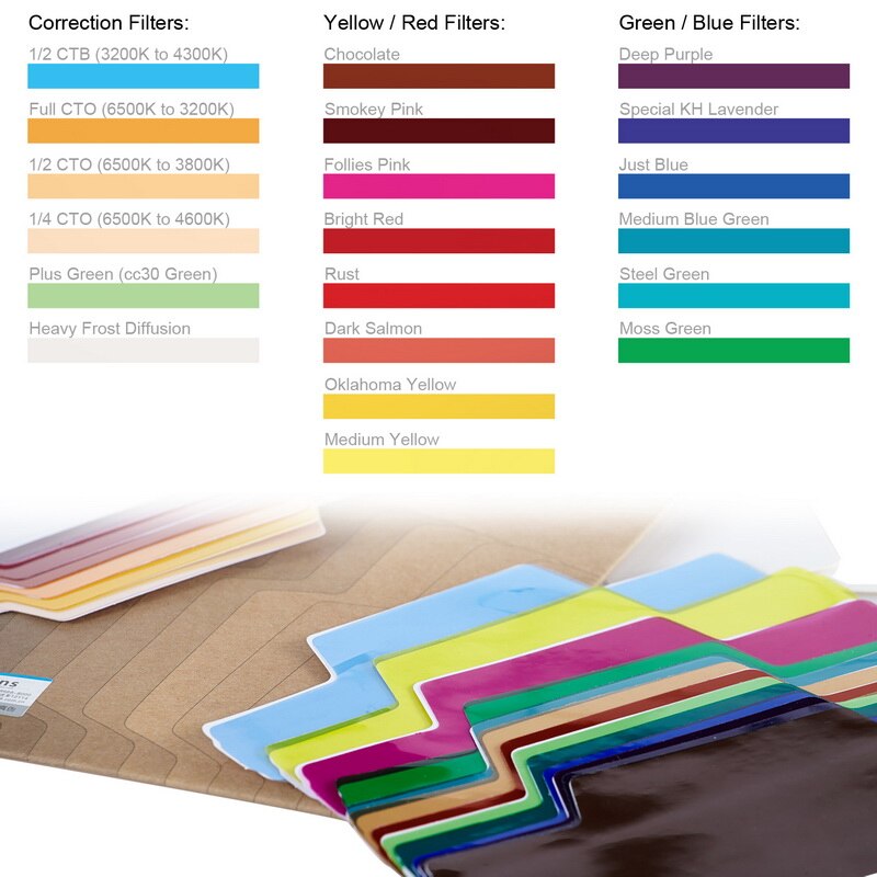 20 pçs selens SE-CG20 flash gel filtros de cor para metz godox d7100 sb910 speedlite speedlight flashgun controle iluminação modificador