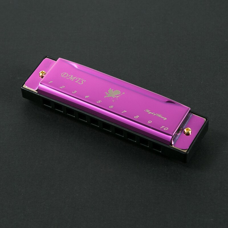 OEING Chromatic Harmonica - 10 Holes, 25 Keys, C Tone, Phosphor Bronze Reeds, Resin Body: Purple