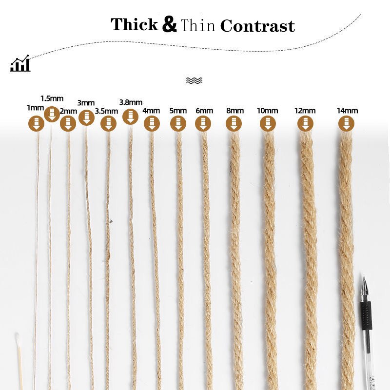 Cuerda de Yute Natural para decoración del hogar, hilo de yute para manualidades, costura hecha a mano, para , Navidad, 1mm-10mm
