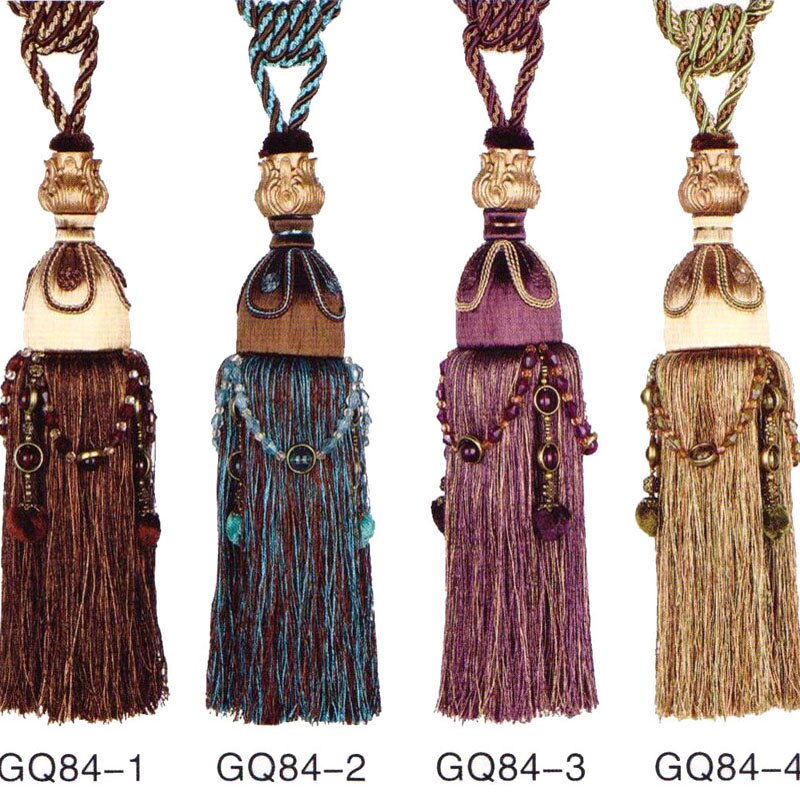 Extremely Decoration Luxury Beaded Tiebacks Home Decor Tassel Window Handmade Knitted Hanging Ball Tape Tassel Curtain Tie Back