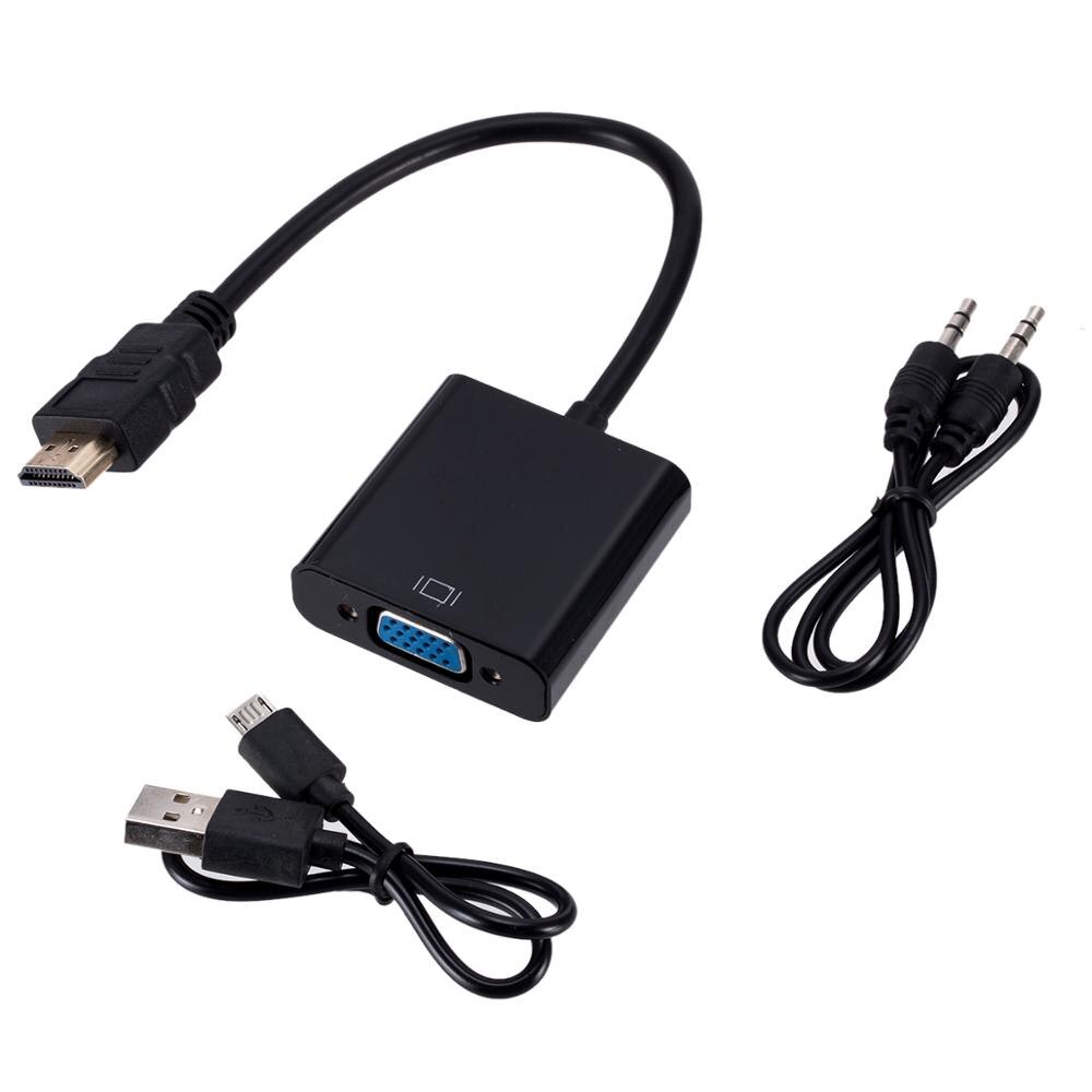 Grwibeou Hdmi Naar Vga Adapter Male Naar Famale Converter 1080P Digitale Naar Analoge Video Audio Voor Pc Laptop Tablet hdmi Naar Vga: Black Color