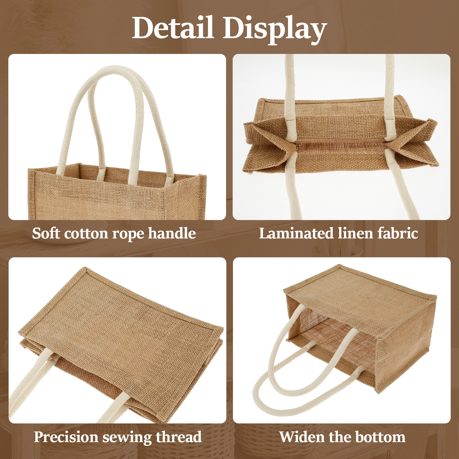 Burlap Tote Bags Mini Burlap Beach Bags Portable Jute Tote Bag Multipurpose Burlap Hand Bags for Shopping Trips Beach School