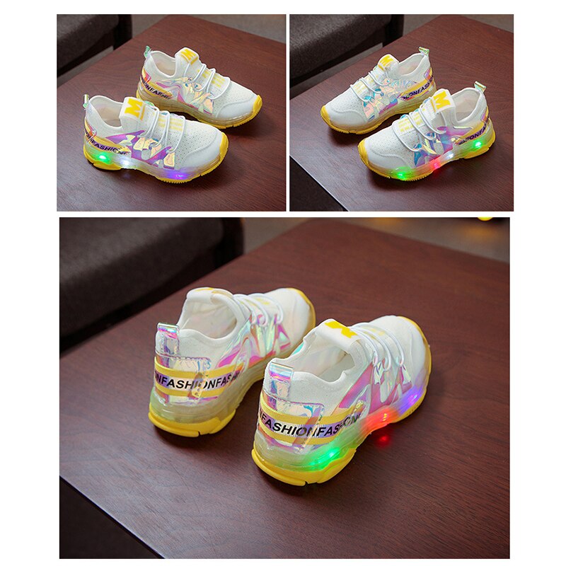 Autumn Kids Led Shoes Lycra Mesh Breathable Children's Shoes with Light Boys and Girls LED Lights Sneakers chaussure enfant