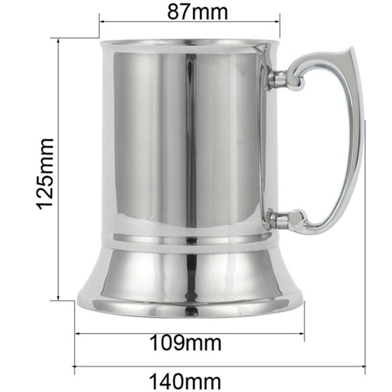 450ml dobbeltlag 304 rustfrit stål ølkrus cocktail flamme kop håndtag kaffekop morgenmad mælk kop med hank kaffe