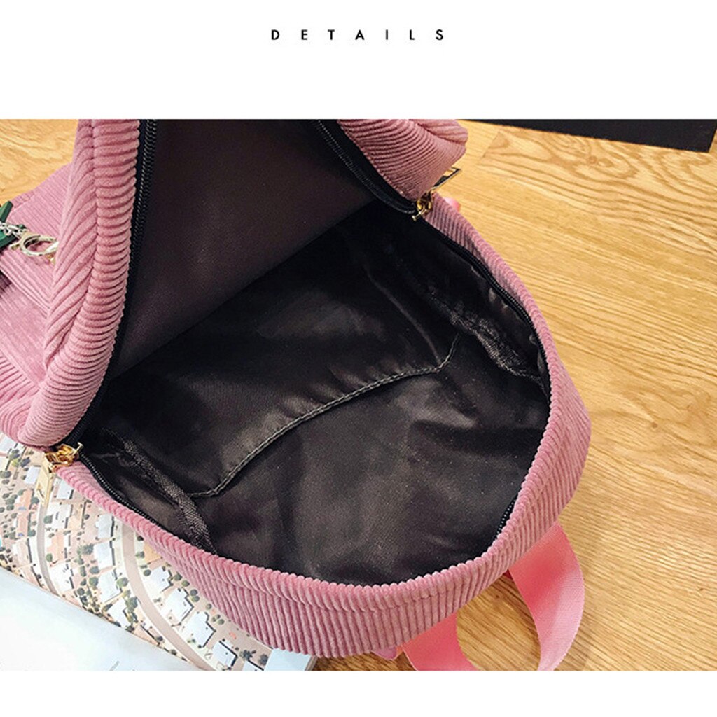 Woman Mini Simple Corduroy Backpacks lady Campus Style Pure Color Big capacity Leisure Double shoulder bag #YL5