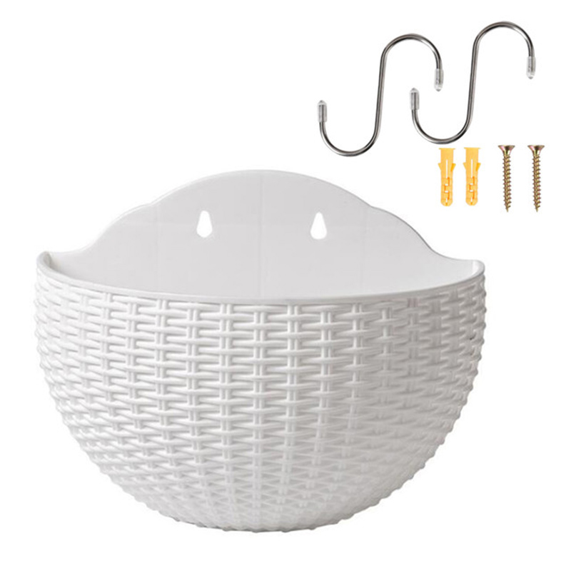 Europese Stijl Imitatie Rotan Muur Opknoping Half Ronde Bloempot Planter Halfronde Muur Bloempot Balkon Huishouden Outdoor: 1 S