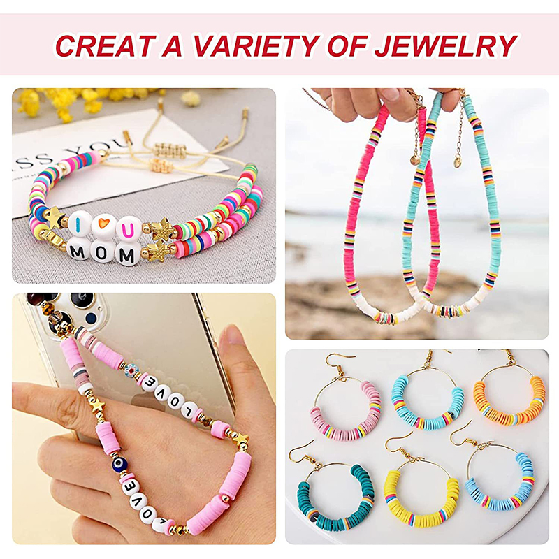 2 cajas de 24 cuentas de arcilla de Color arcoíris, Kit de fabricación de pulseras para fabricación de joyas, Kit de accesorios de cuentas de letras, suministros hechos a mano DIY