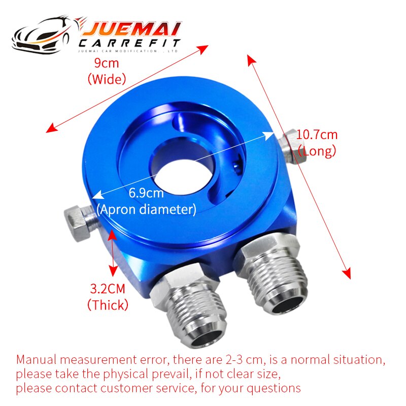 Oil Cooler Filter Sandwich Plate Adapter AN10 Spin-on Oil Filter And Filter Pad On Engine Block Billet Aluminum