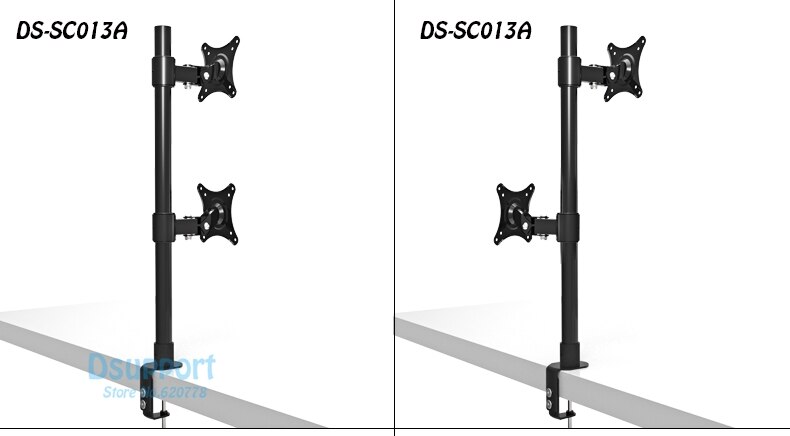 Desktop Clamping 13-27" Dual Screen Monitor Holder Long Arm Monitor Mount Retractable Rotation LCD TV Mount Rack Arm Base SC013A