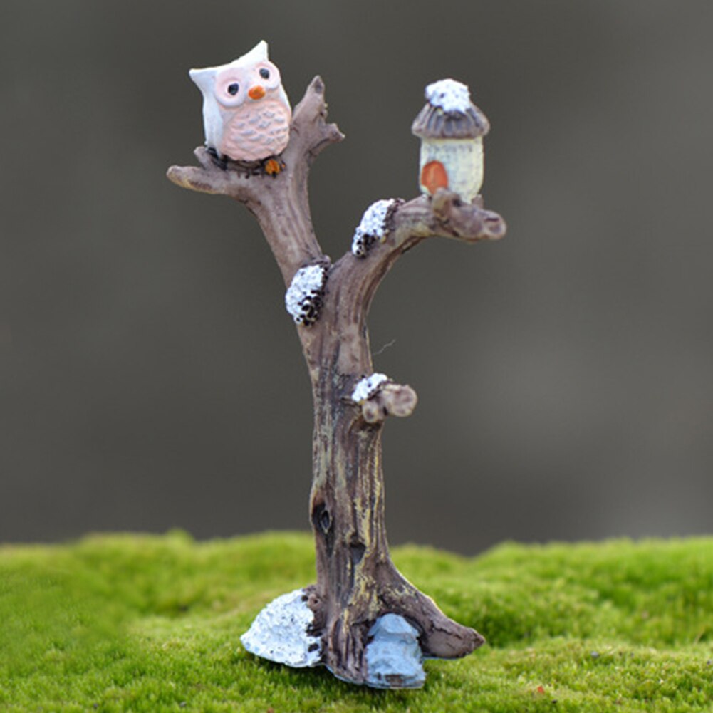 Mini Landschap Ornamenten Night Uil Simulatie Tree Fairy Tuin Accessoire Uil Mini Landschap