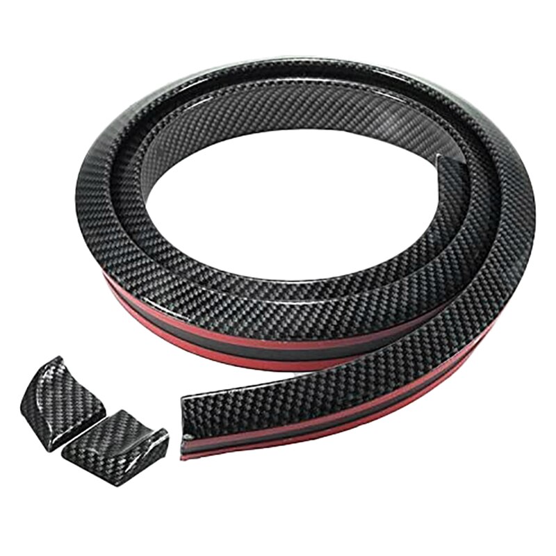 4.9Ft (150cm) Universal Black Carbon Fiber Trunk Spoiler Lip Kit