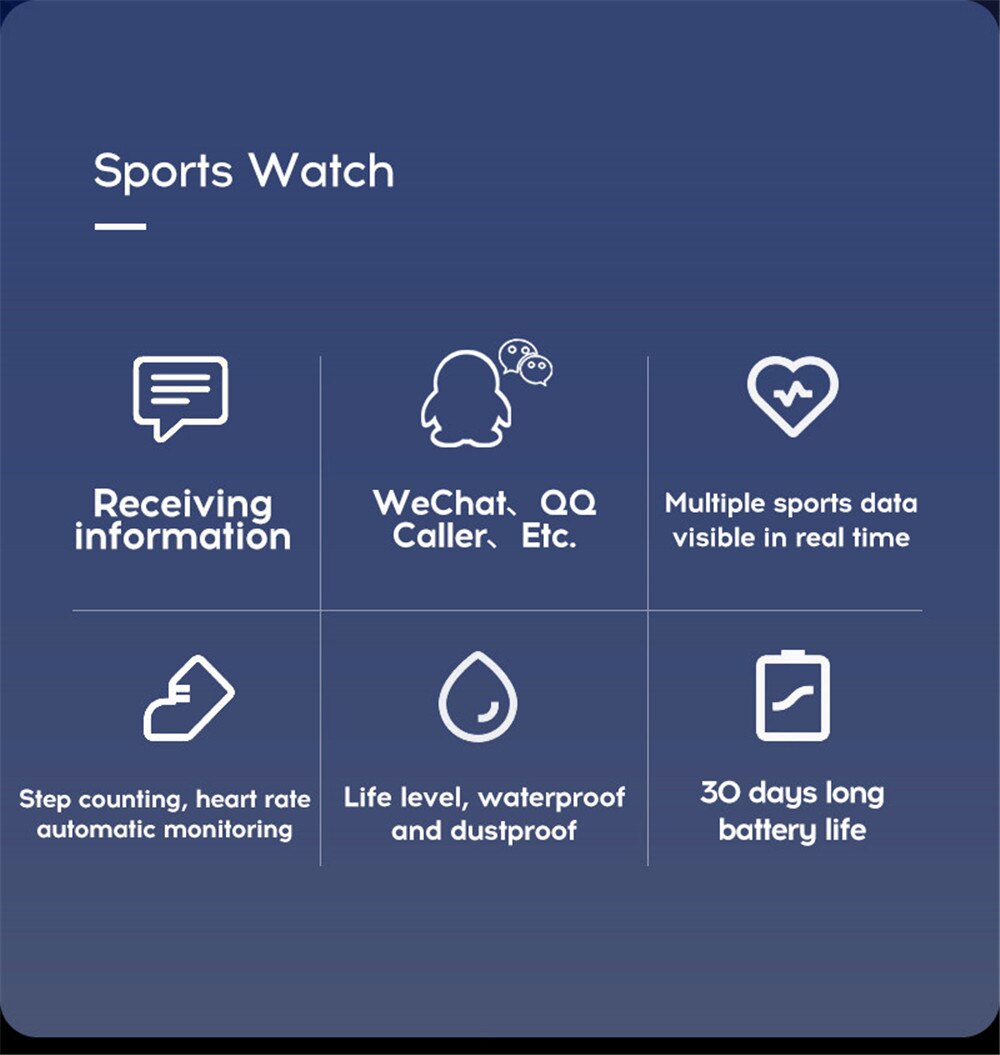 Reloj de pulsera inteligente 116 PLUS, dispositivo resistente al agua IP67, con pantalla a Color, control del ritmo cardíaco y de la presión sanguínea