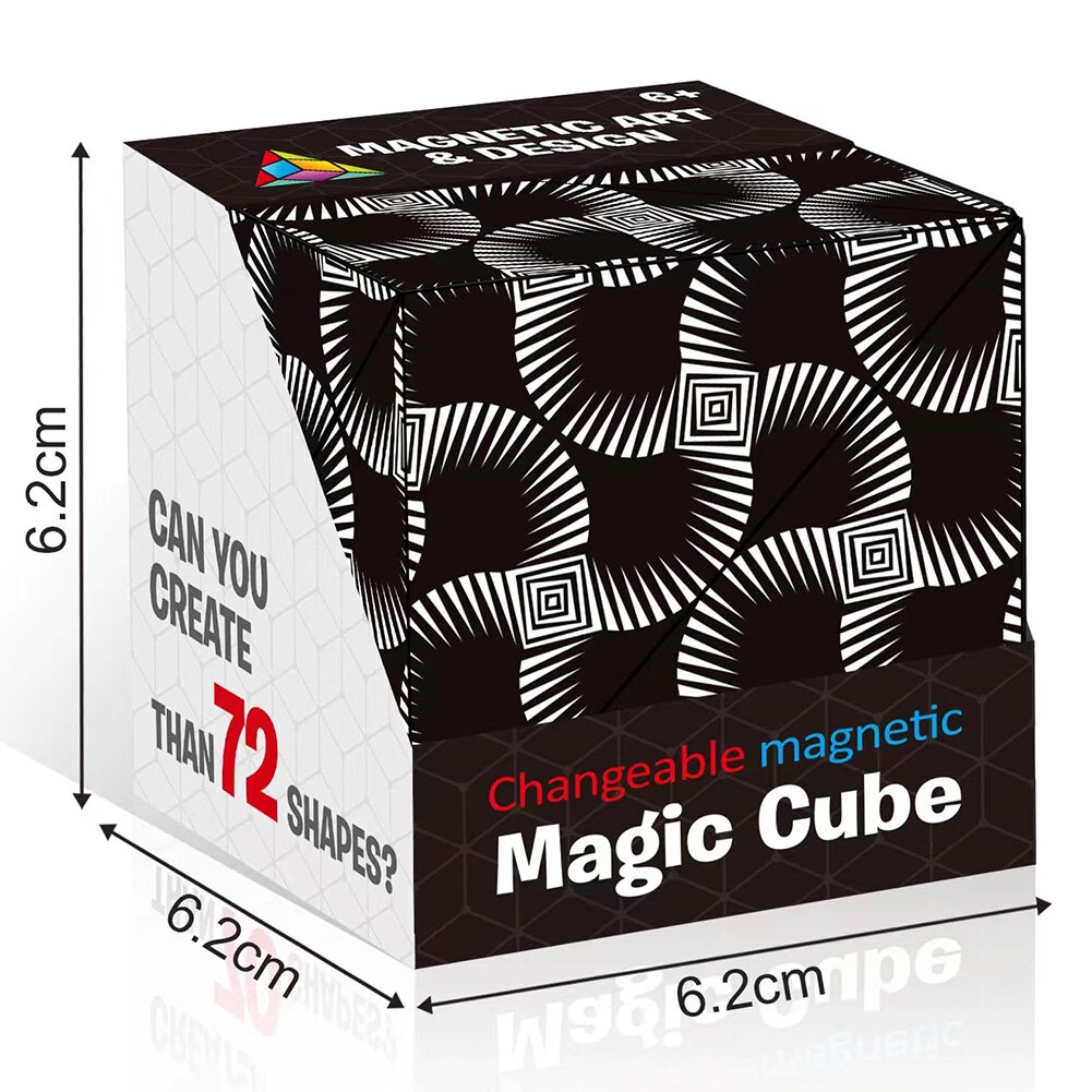 3d udskiftelige magnetiske magiske terninger til børn puslespil terning antistress legetøj voksne cubo fidget legetøj anti stress samling børnelegetøj: Sort og hvid