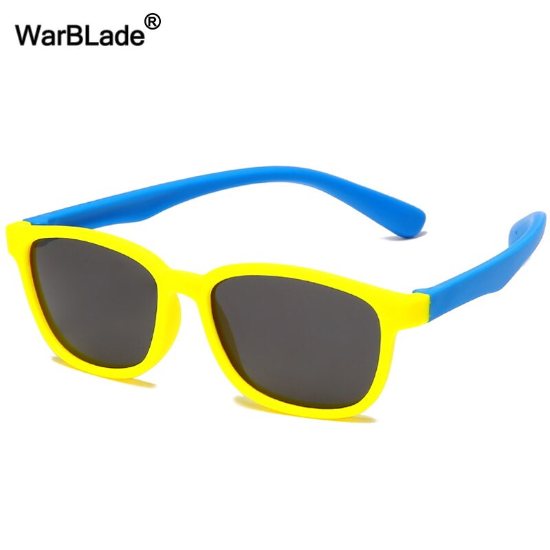 Warblade Gepolariseerde Kids Zonnebril Vierkante Siliconen Flexibele Kinderen Jongens Meisjes Zonnebril Baby Shades Eyewear UV400 Oculos: yellow blue