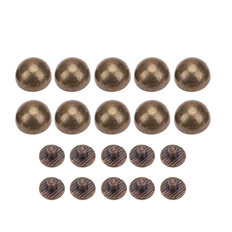 10 Stks/set Aluminium Dome Paddestoel Klinknagel Spike Schroef Punk Bag Craftelectroplating Dome Paddestoel Klinknagel Spike Schroef Punk Garment Klinknagels: Bronze
