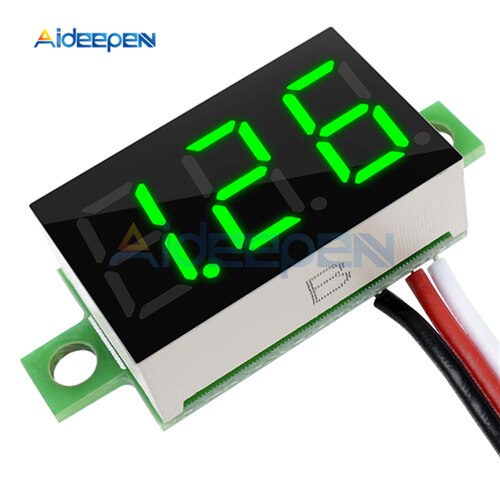 0.36 tommer  dc 0-30v mini digital voltmeter spændingstester meter led skærm elektroniske dele tilbehør rød / grøn / blå skærm: Grøn