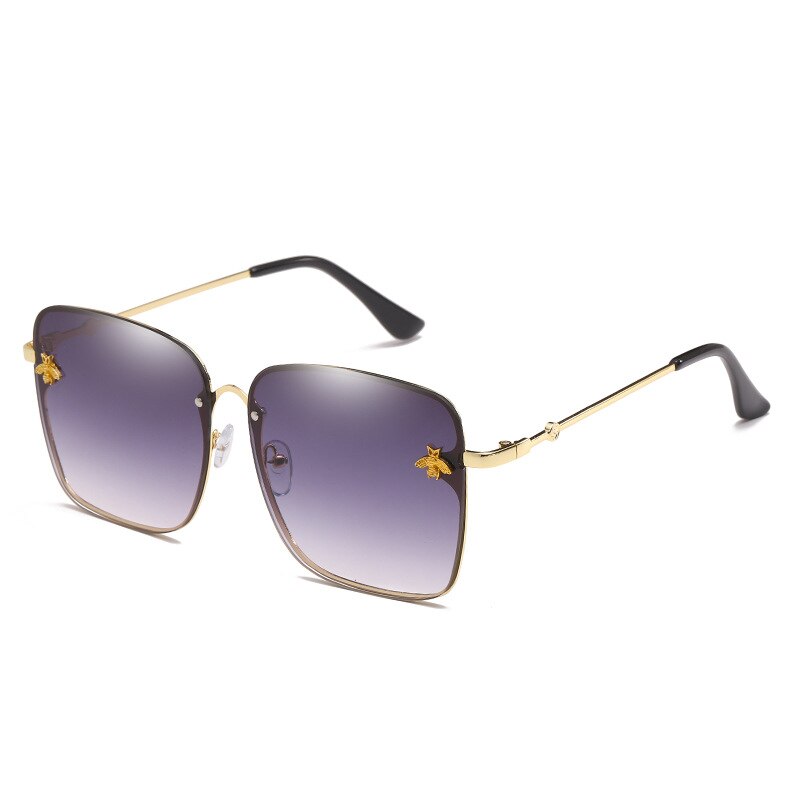 Gafas de sol cuadradas de abeja sin montura para mujer y hombre, anteojos de sol femeninos de gran tamaño con gradiente de abeja, con UV400,: a
