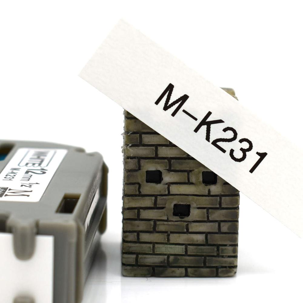 12mm flerfarvede etiketbånd som m -k131 m-k231 mk231 mk 431 mk531 mk-631 kompatibel brother p-touch labelprinter til pt -80 pt-70